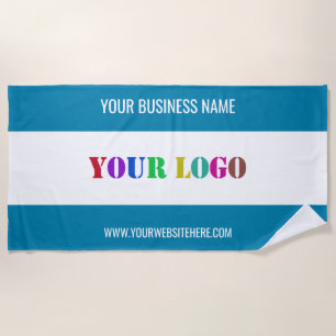 Custom Company Logo Text Beach Towel - Your Colour