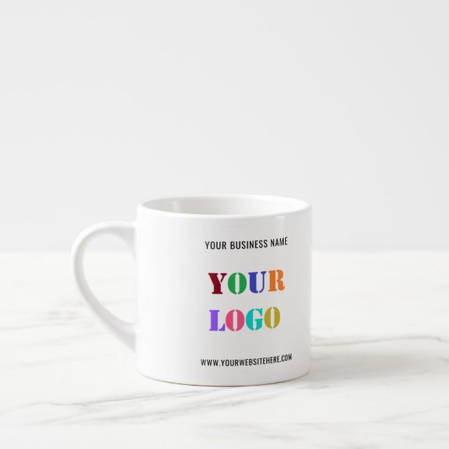 Custom Company Logo Text Branded Espresso Cup (Left)