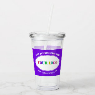 Custom Company Logo Text Business Acrylic Tumbler