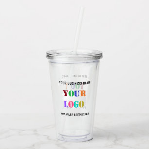 Custom Company Logo Text Business Acrylic Tumbler