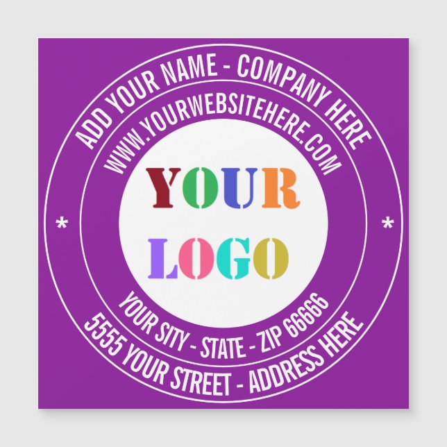 Custom Company Logo Text Business Card Magnet (Front)