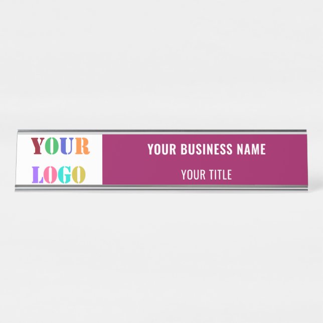 Custom Company Logo Text Business Desk Name Plate (Front)