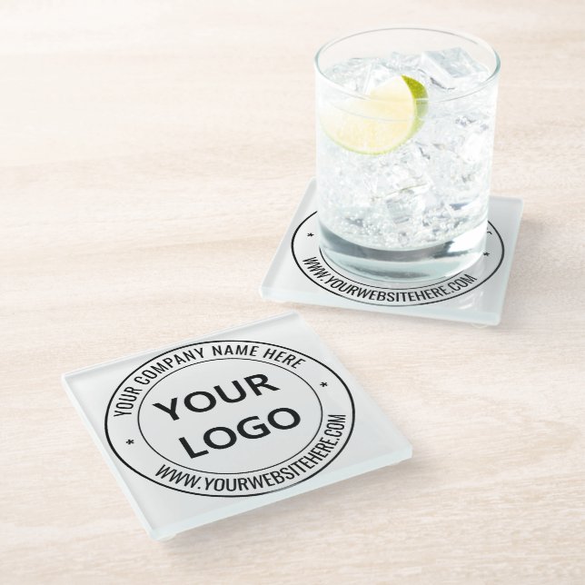 Custom Company Logo Text Business Glass Coaster (Angled)