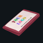 Custom Company Logo Text Business Trifold Wallet<br><div class="desc">Custom Colours and Fonts - Personalized Wallets with Your Company Logo and Text Promotional Business Wallet Gift - Add Your Logo / Image or QR Code - Photo / and Website - Name - Custom Text / More - Resize and move elements with Customization tool. Choose / add your favourite...</div>
