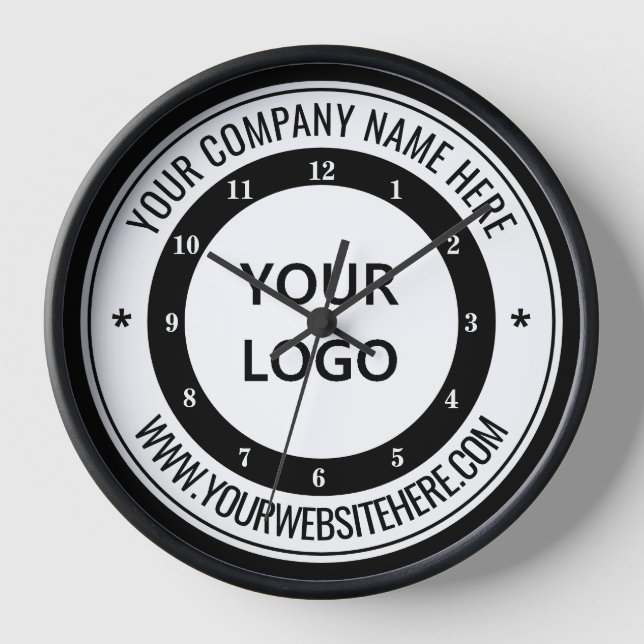 Custom Company Logo Text Business Wall Clock (Front)