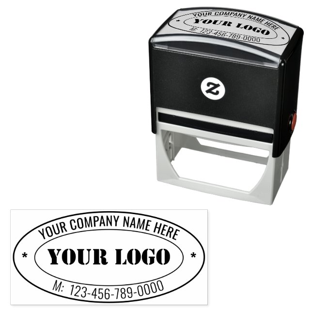 Custom Company Logo Text Oval Self-inking Stamp (In Situ)
