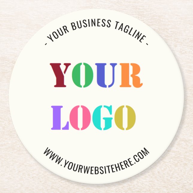 Custom Company Logo Text Paper Coasters Example (Front)