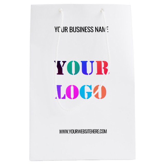 Custom Company Logo Text Paper Shopping Bag (Front)