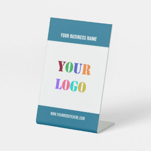 Custom Company Logo Text Pedestal Sign Example