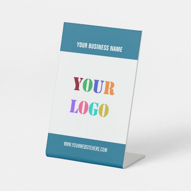 Custom Company Logo Text Pedestal Sign Template (Front)