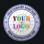 Custom Company Logo Text Personalized Dart Board<br><div class="desc">Custom Colours and Font - Dartboards with Simple Personalized Custom Logo Business Name Text Company Promotional Professional Customizable Stamp Dart Board Gift - Add Your Logo - Image / Name - Company / Website or Phone or Email / more - Resize and move or remove and add elements / text...</div>