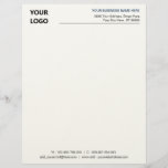 Custom Company Logo Text Personalized Letterhead<br><div class="desc">Custom Font and Colours Your Simple Personalized Business Office Letterhead with Logo - Add Your Logo - Image / Business Name - Company / Address / Contact Information - Website / E-mail / Phone / more - Resize and move or remove and add elements / image with Customization tool. Choose...</div>