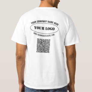 Custom Company Logo Text QR Code Business T-Shirt