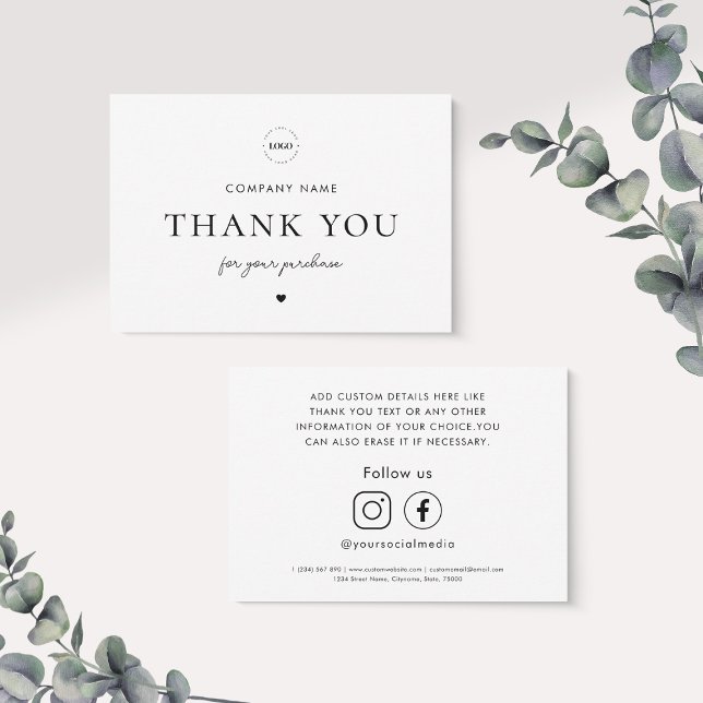 Custom Company Logo Thank you For Your Purchase Card (Creator Uploaded)