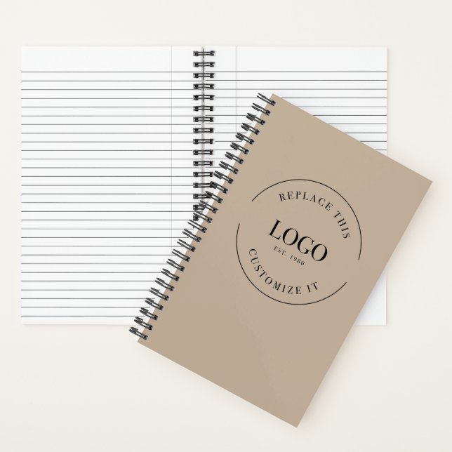 Custom Company logo website Minimalist Beige Notebook (Inside)