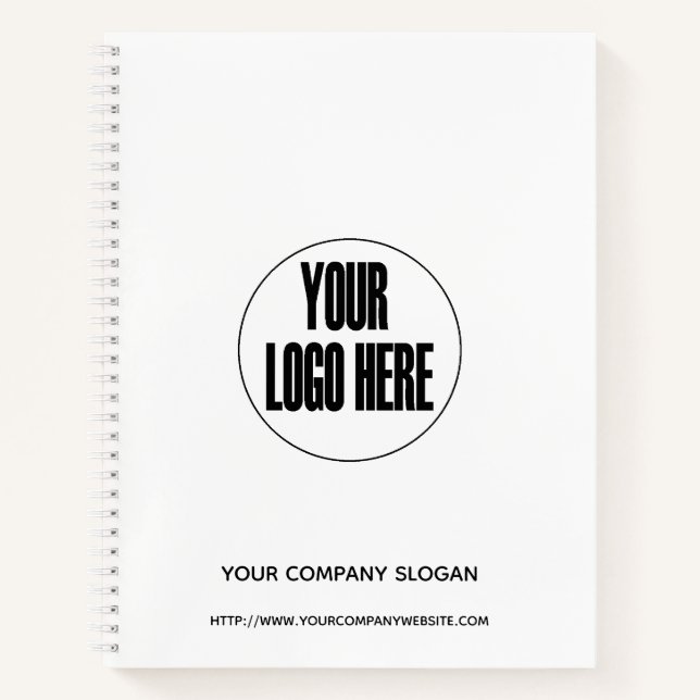 Custom Company Logo White Black | Personalize Notebook (Front)