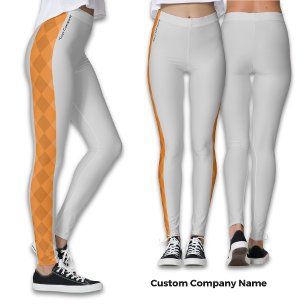 Custom Company Name Orange Accents Grey  Leggings