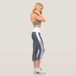 Custom Company Name White Stripe Grey Capri Leggings<br><div class="desc">Custom Company Name White Stripe Grey Capri Leggings is part of "Grey & White Fitness Business Cards & Marketing" collection. Add your own text - change the background color, shape, and text color and font by clicking on customize. Use it for personal use or as promotional gym workwear, reward or...</div>