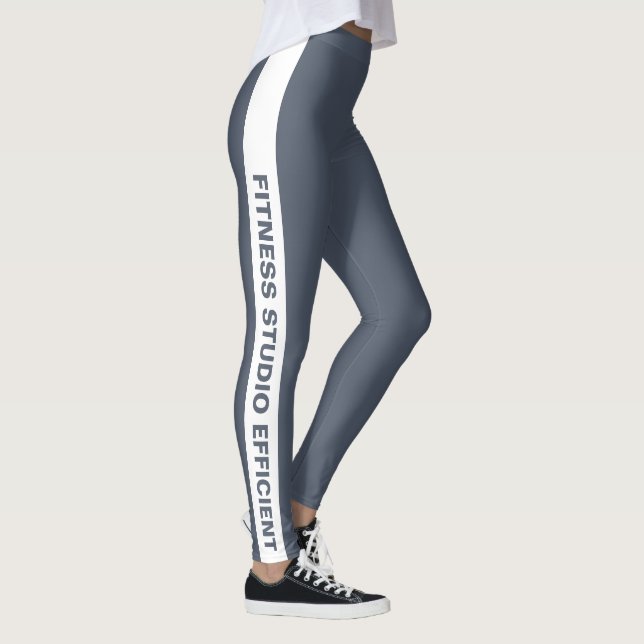 Custom Company Name White Stripe Grey  Leggings (Right)