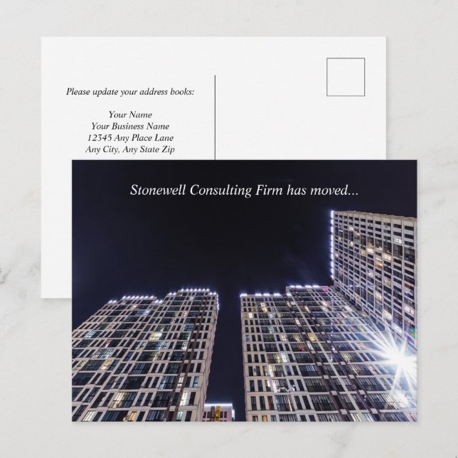 Custom Company Office Building Business Moving Announcement Postcard (Front/Back)