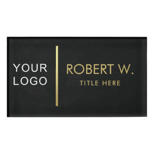 Custom Company Professional Business Logo Black Name Tag