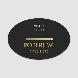 Custom Company Professional Business Logo Black  Name Tag