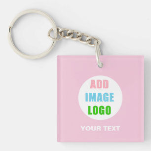 Custom Company Professional Business Logo Pink Keychain
