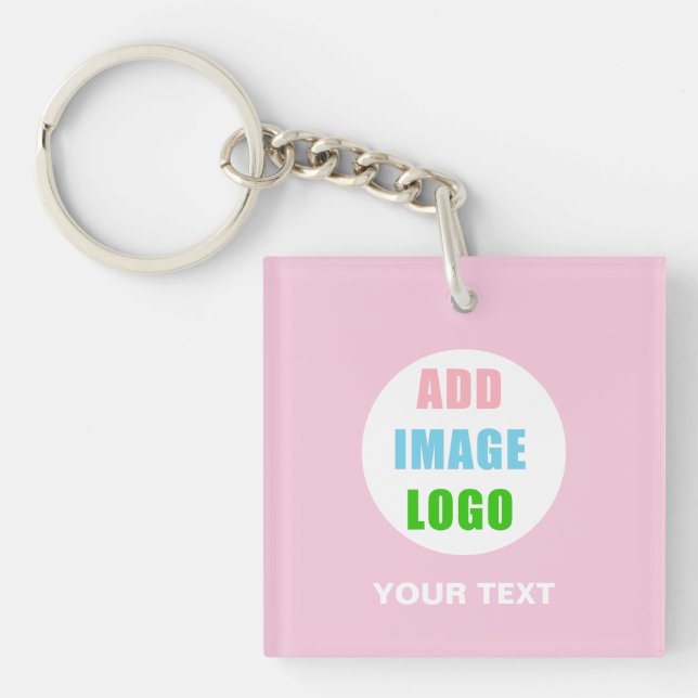 Custom Company Professional Business Logo Pink Keychain (Front)