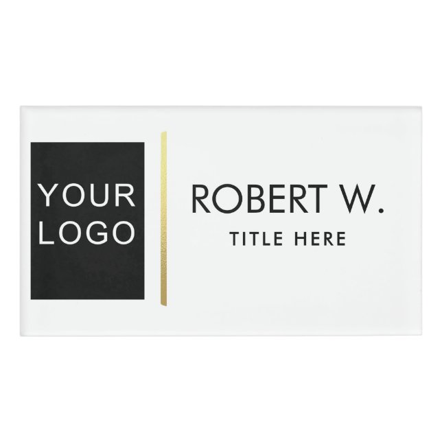 Custom Company Professional Business Logo White   Name Tag (Front)