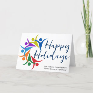 Custom Company Rainbow Human Resources Dept Folded Holiday Card
