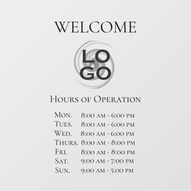 Custom Company Sign with Logo & Hours of Operation (Sheet)