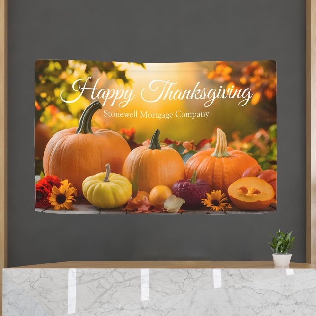 Custom Company Thanksgiving Pumpkin Office Party Banner (Creator Uploaded)