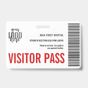 Custom Company Visitor Pass Barcode Logo ID Badge