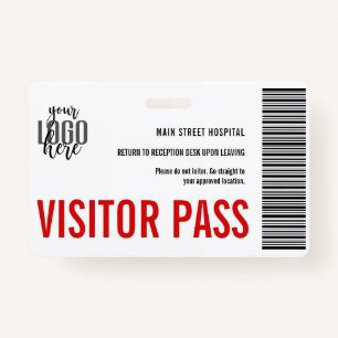 Custom Company Visitor Pass Barcode Logo ID Badge