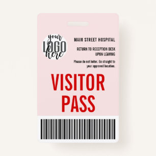 Custom Company Visitor Pass Barcode Logo ID Badge