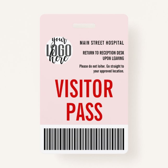 Custom Company Visitor Pass Barcode Logo ID Badge (Front)