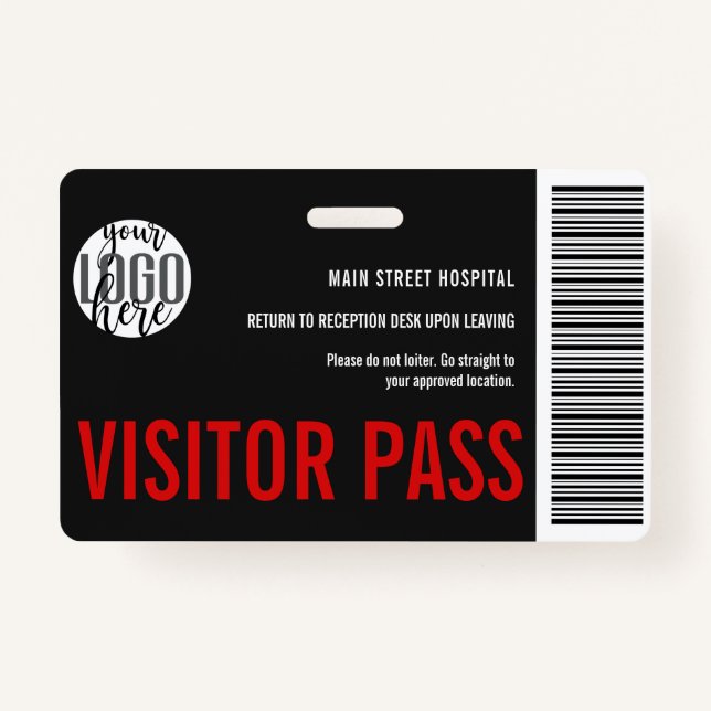 Custom Company Visitor Pass Barcode Logo ID Badge (Front)