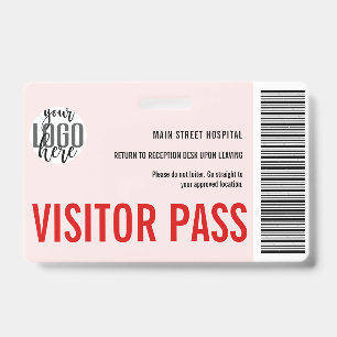 Custom Company Visitor Pass Barcode Logo ID Badge