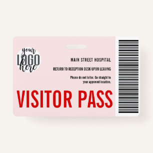 Custom Company Visitor Pass Barcode Logo ID Badge