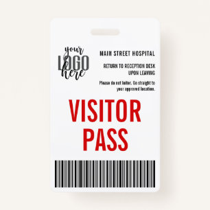 Custom Company Visitor Pass Barcode Logo ID Badge