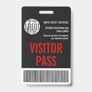 Custom Company Visitor Pass Barcode Logo ID Badge