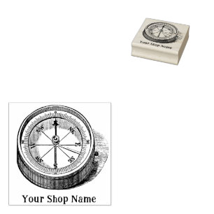 Custom Compass Rustic Small Business  Rubber Stamp