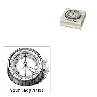 Custom Compass Rustic Small Business  Rubber Stamp
