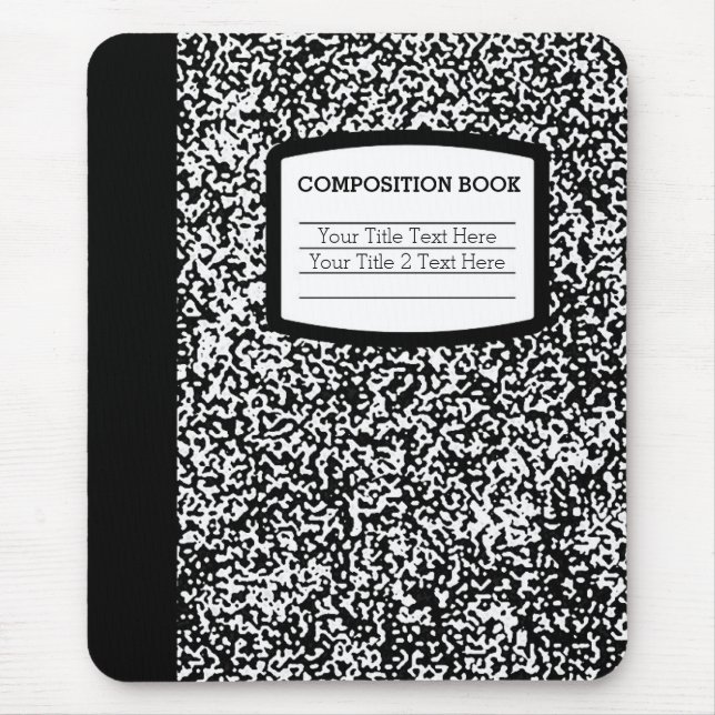 Custom Composition Book Black/White School/Teacher Mouse Pad (Front)