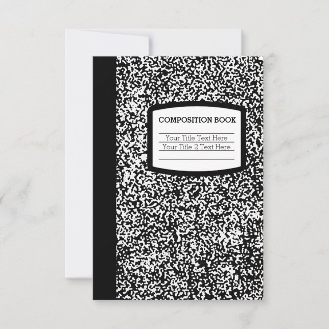 Custom Composition Book Black/White School/Teacher RSVP Card (Front)
