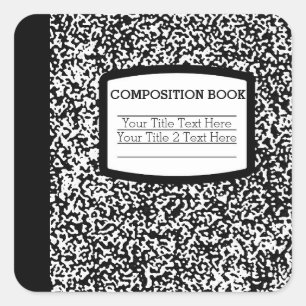 Custom Composition Book Black/White School/Teacher Square Sticker