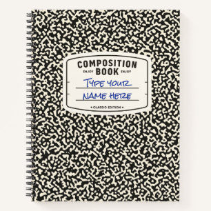 Custom Composition Notebook Black with Label