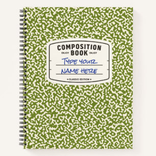 Custom Composition Notebook Green with Label