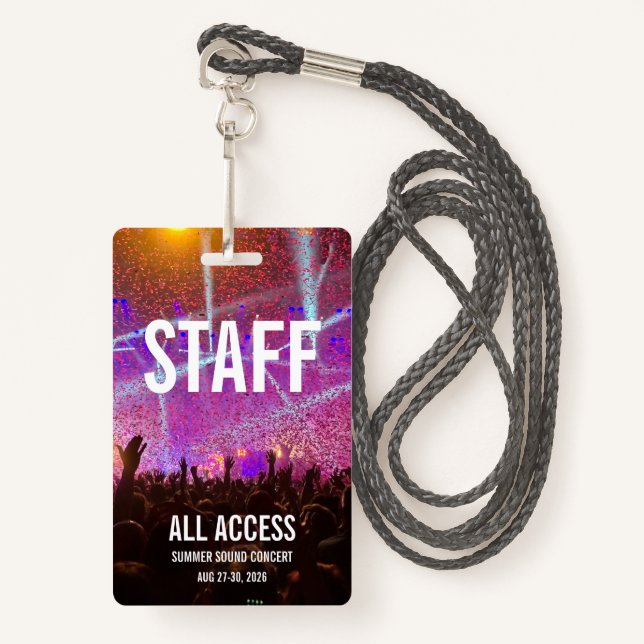 Custom Concert Badge (Front with Lanyard)