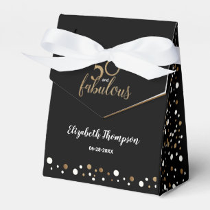 Custom Confetti 50 & fabulous Birthday Gold Black Favor Box